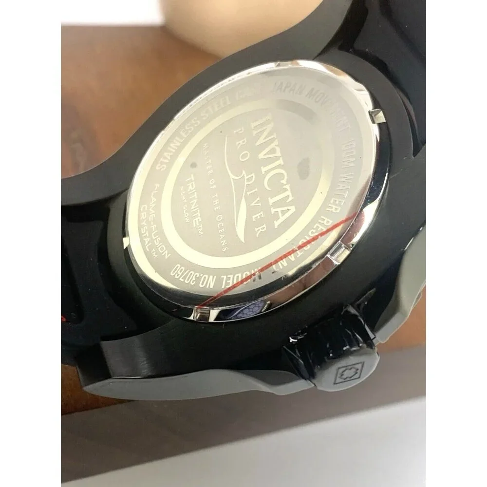 Invicta Men's Watch 30760 Pro Diver Quartz Red Black Dial Rubber Strap 52mm